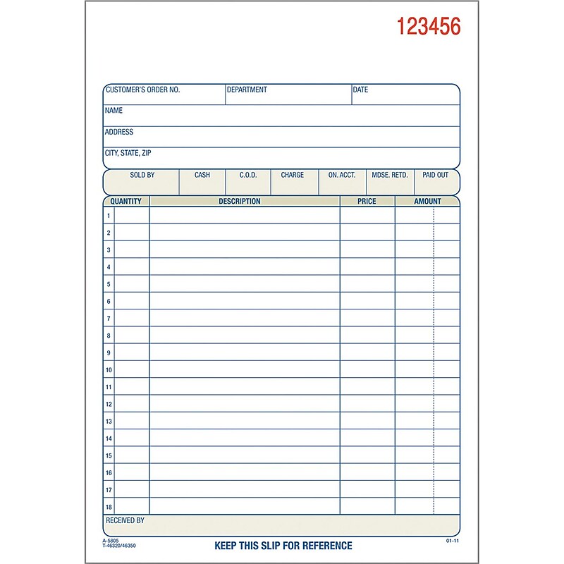 Adams 2-Part Carbonless Work Orders, 5.5625" x 8.4375", 10 Sets/Book, /Box (DC5805-10) image 1