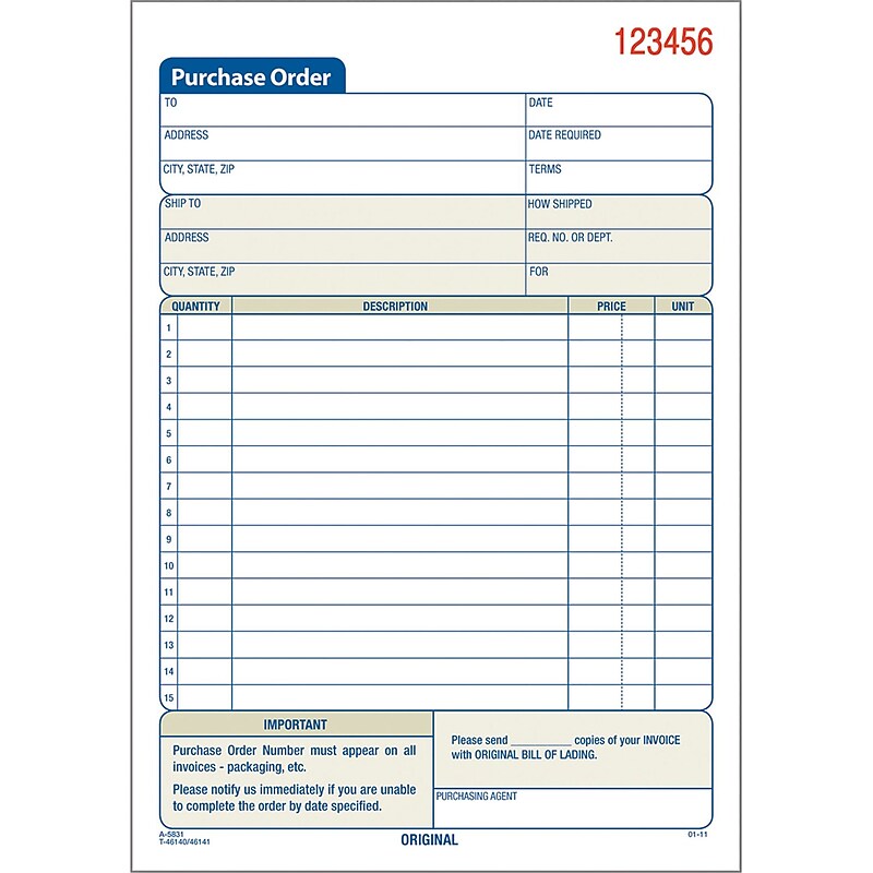Adams 3-Part Carbonless Work Orders, 8.44" x 5.56", 10 Sets/Book, /Box (TC5831-10) image 1