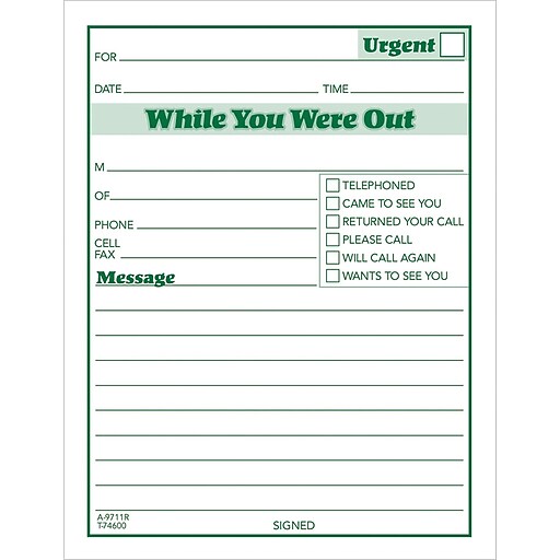 Adams® "While You Were Out" Recycled Message Pads, White, 12/Pack at