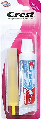 travel size toothpaste and toothbrush