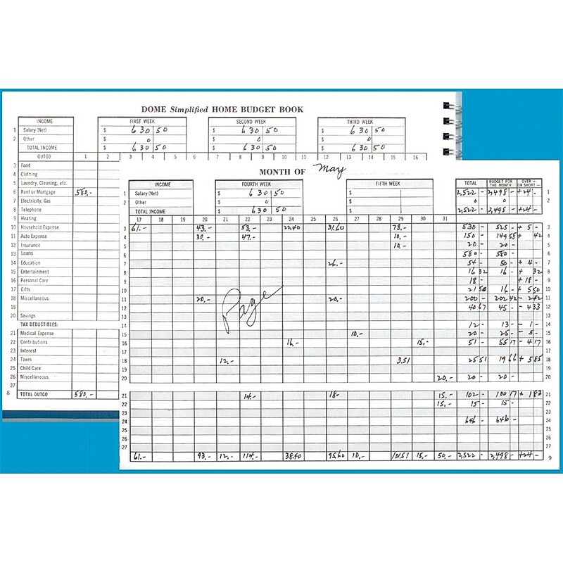 Dome Home Budget Book, 7.5" x 10.5", Teal, 32 Sheets/Book (840) image 1