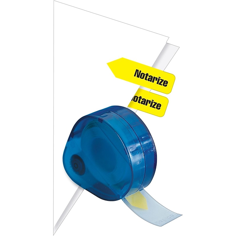 Redi-Tag 'Notarize' Flags with Dispenser, Yellow, 120/Pack (60435) image 1