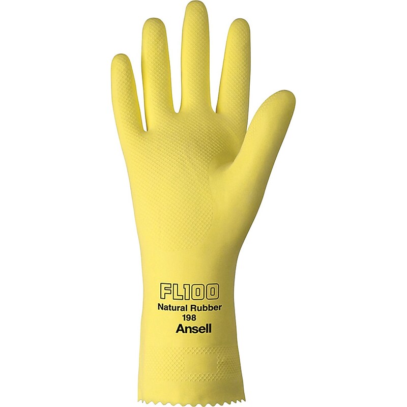 Ansell Latex Coated Gloves, XL, Yellow, 12 Pairs/Box (11-801-9) image 1