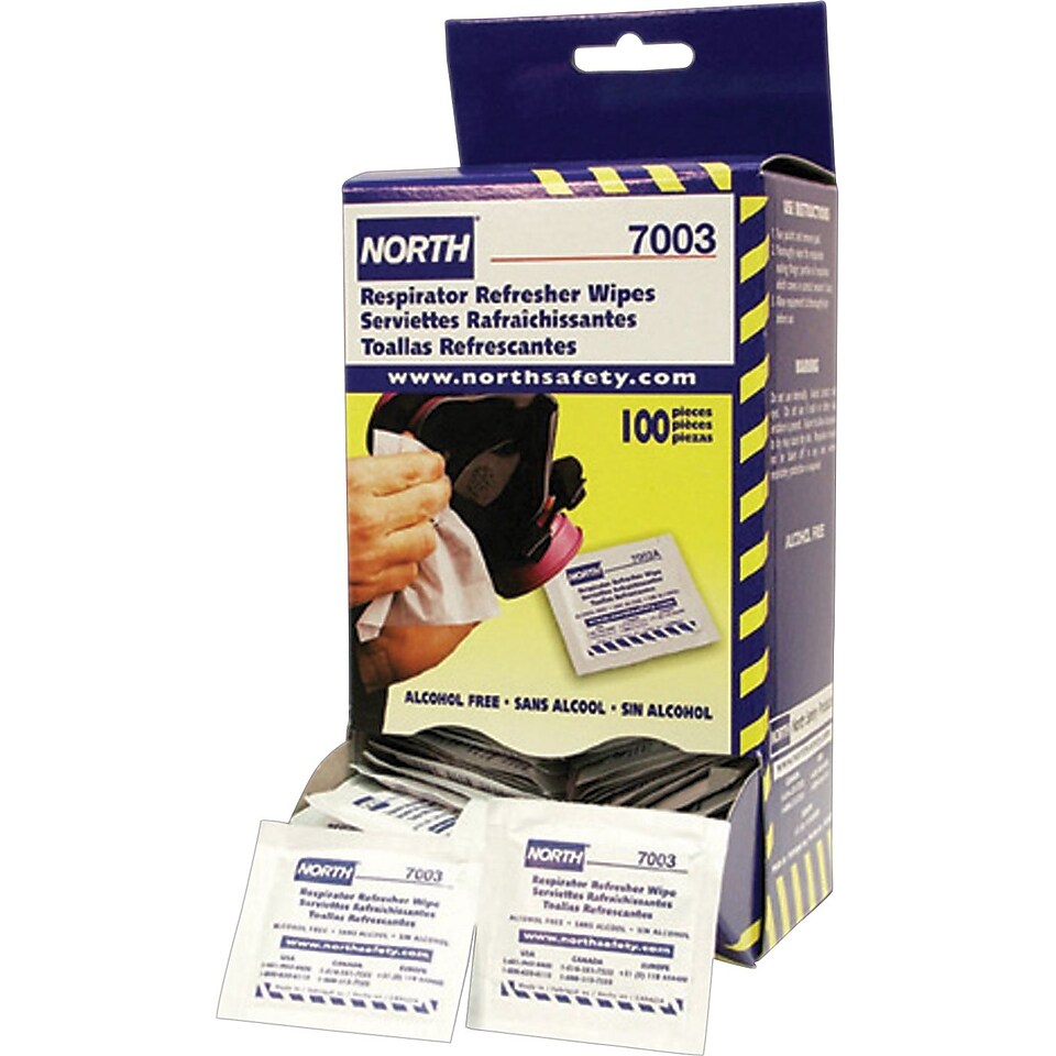 North Safety Respirator Cleaning Wipes, 5” x 7”, 100/Box  Make More Happen at