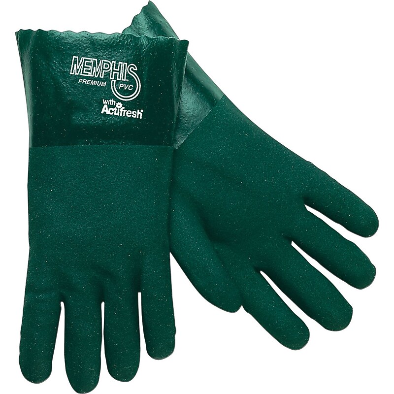 MCR Safety Premium PVC Gloves, Large, Green, 12/Pair (6414) image 1