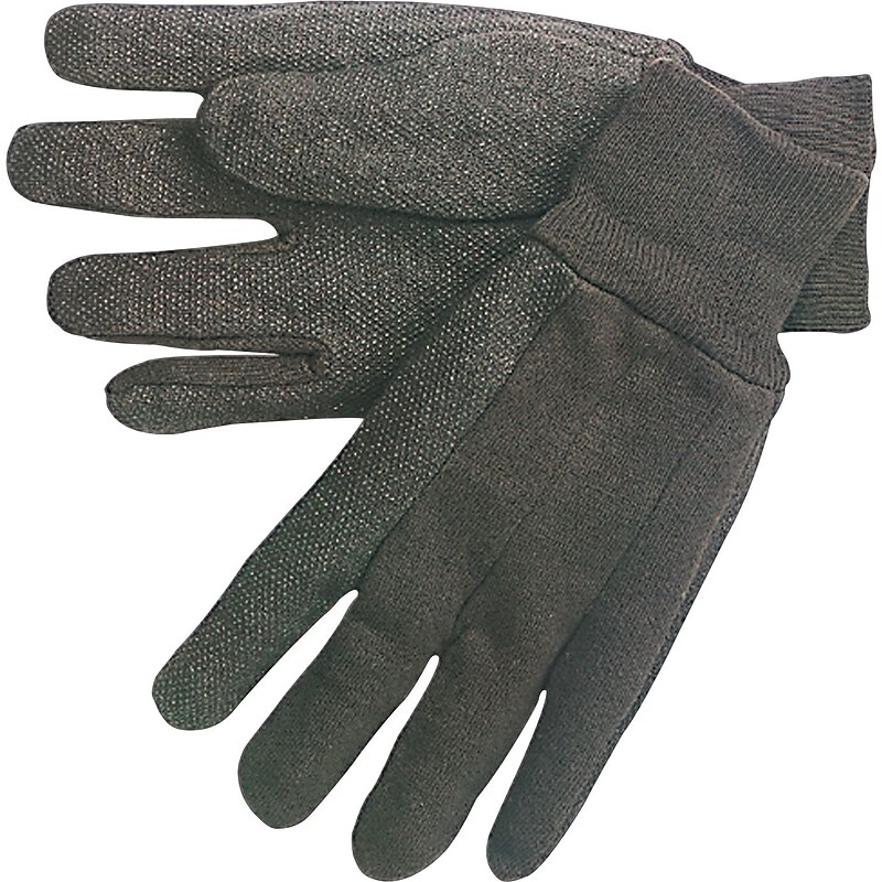 MCR Safety Jersey Cotton/Poly Gloves, Large, Brown, 12/Pair (7100) image 1