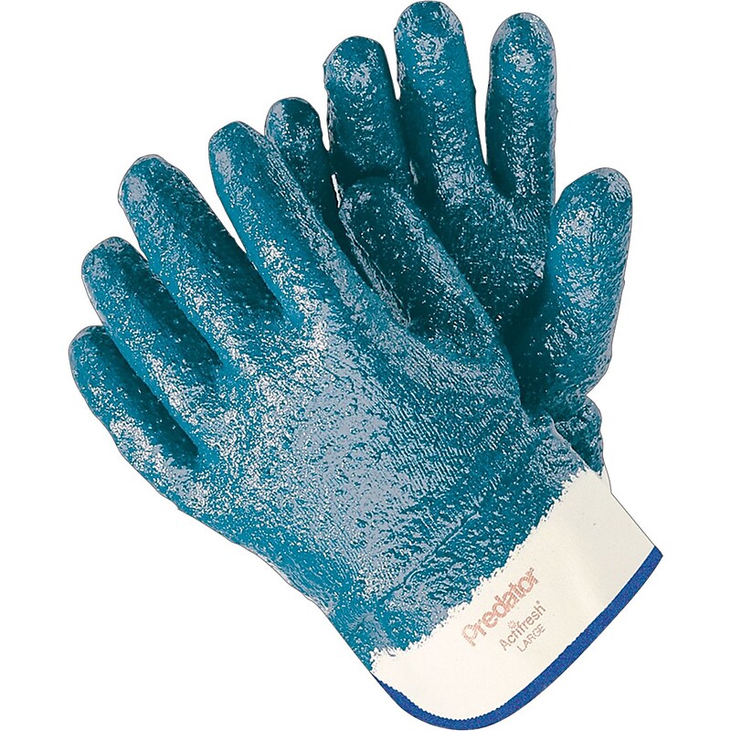 Memphis Gloves® Predator® Fully Coated Gloves, Nitrile, Lined Safety Cuff, Large, Blue, 12 Pair/Box image 1