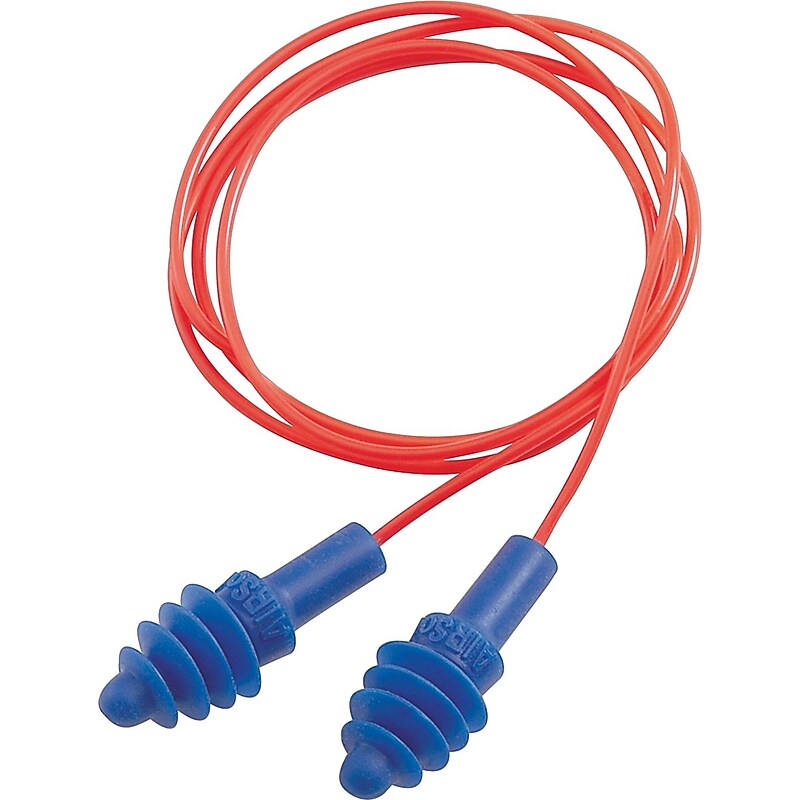 Howard Leight AirSoft Resuable Corded Earplugs, NRR 27 dB, Red/Blue, 50/Box (AS-30R) image 1