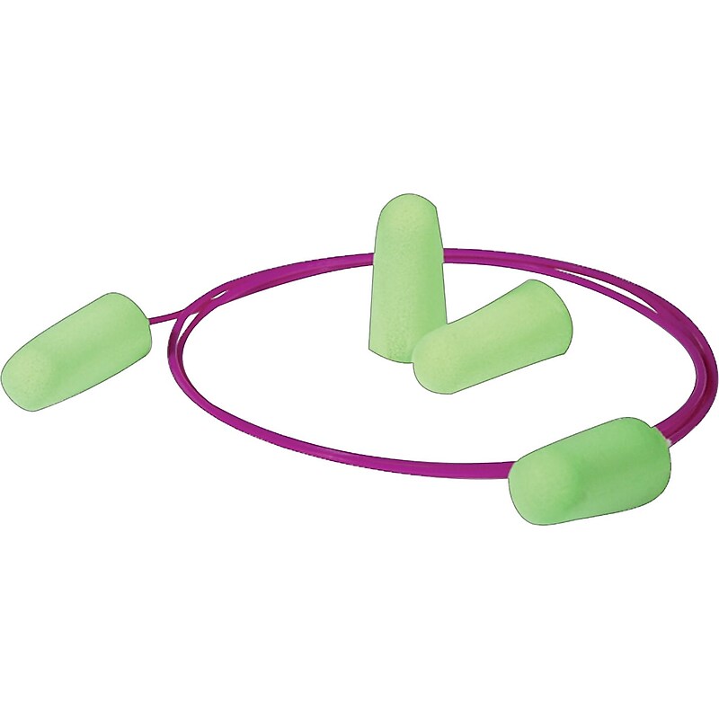 Moldex Pura-Fit Foam Corded Earplugs, NRR 33 dB, Bright Green, 100/Box (MOL6900) image 1