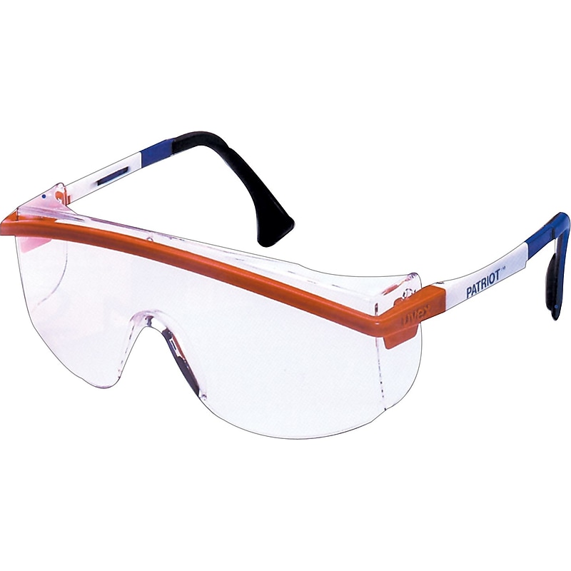 Sperian Astrospec 3000® Safety Spectacle, Polycarbonate, Adjustable Temples, Clear, Red/White/Blue image 1