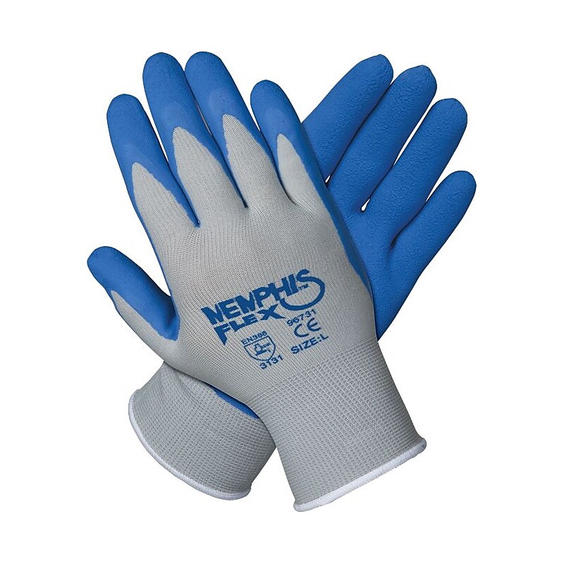 MCR Safety Memphis Flex Seamless Nylon Knit Gloves, X-Large, Gray/Blue, 12 Pairs/Box (96731XL) image 1