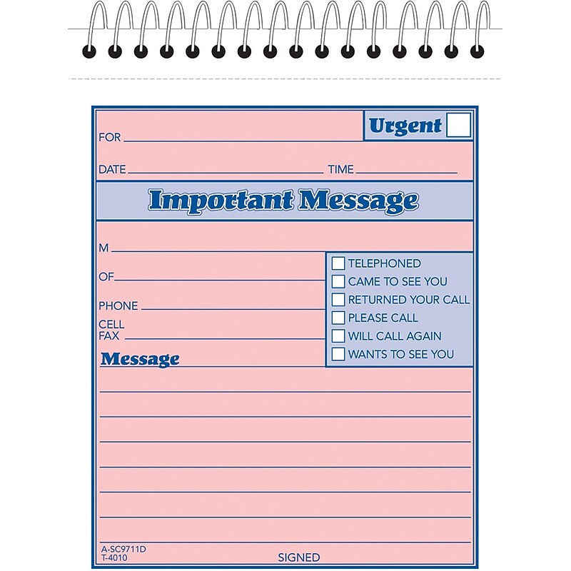 TOPS Phone Message Pad, 4-1/4" x 5-1/2", White/Canary, 50 Sheets/Pad (4010) image 1