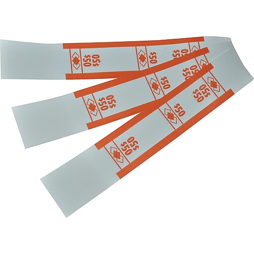 PM Company Currency Straps, White/Orange, 1000/Pk (PFM55026) Staples