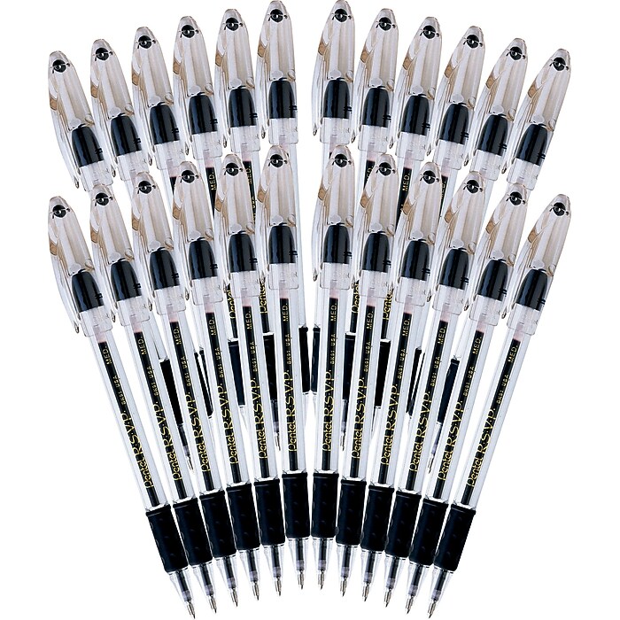 Pentel R.S.V.P. Ballpoint Pens, Medium Point, Black Ink, 24/Pack