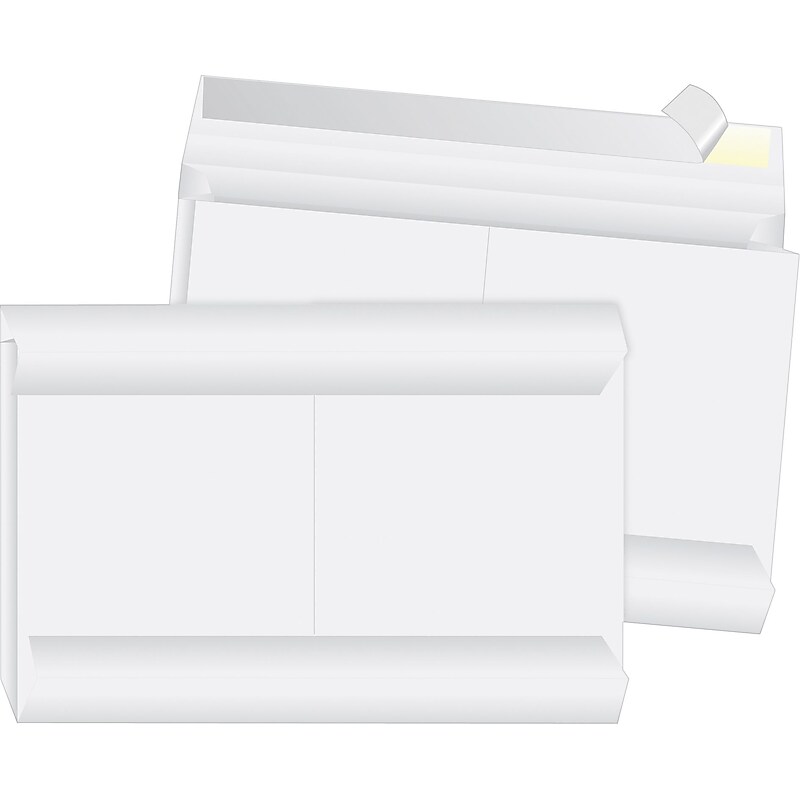Quality Park Tyvek Open End Flap-Stik Expansion Self Seal Catalog Envelope, 10" x 15" x 2", White, 100/Box (R4630) image 1