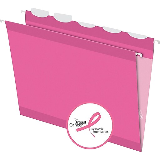 Pendaflex® 5 Tab Hanging File Folders, Letter, Pink, 20/Box Staples