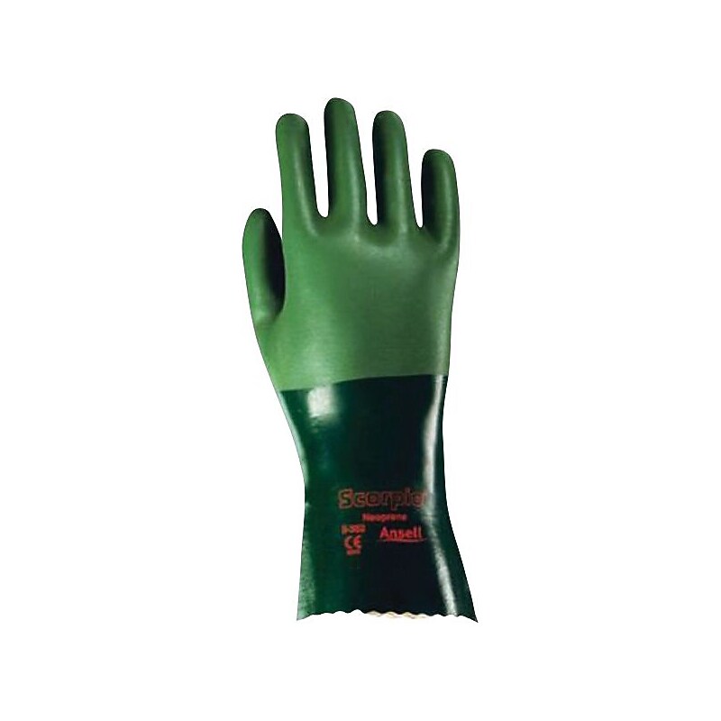 Ansell Scorpio Neoprene Coated Chemical Resistant Neoprene Gloves, Large, Green, 12/Pair (8-352-10) image 1