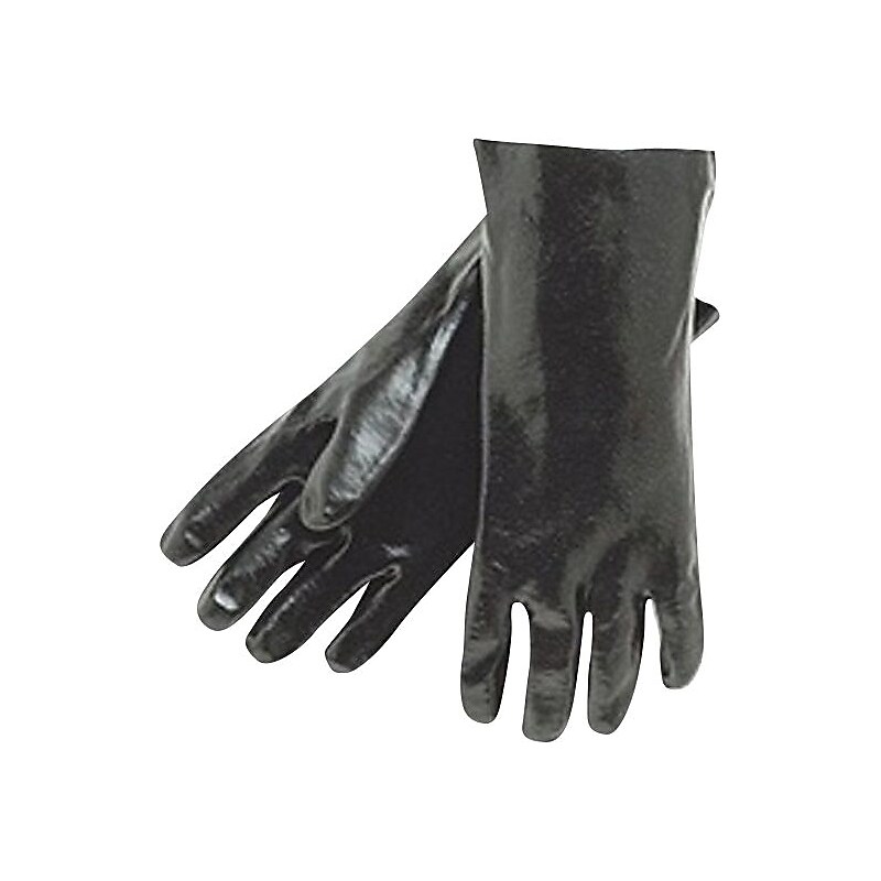 Memphis Glove® Rough Finish Dipped Gloves, PVC, Large, Black, 12 Pairs image 1