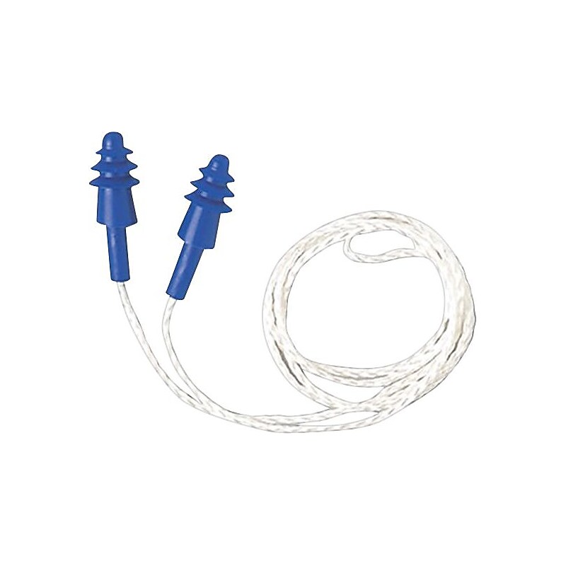 Howard Leight AirSoft Resuable Corded Earplugs, NRR 27 dB, White/Blue, 100/Box (DPAS-30W) image 1