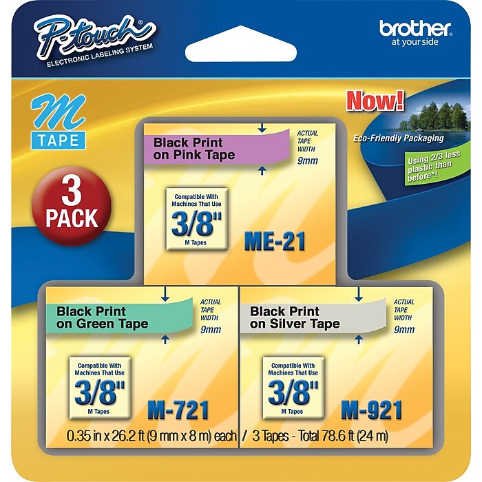 Brother P-touch M-E793 Label Maker Tape, 3/8