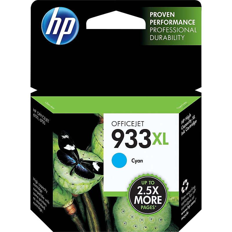 HP 933XL Ink Cartridge, 825 Page-Yield, Cyan