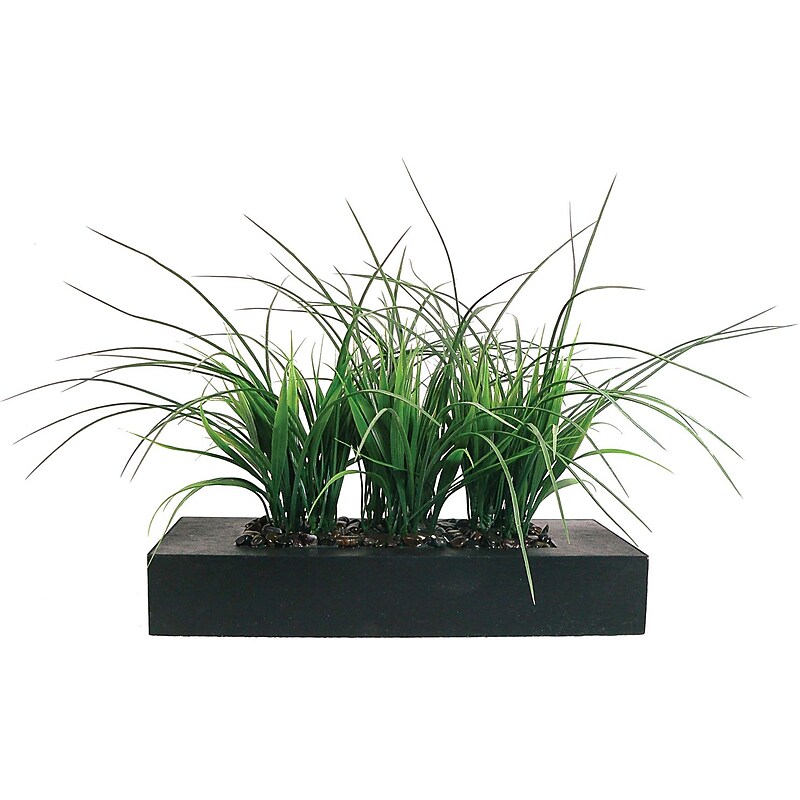 Vintage Home® 11" Green Grass in Contemporary Wood Planter image 1
