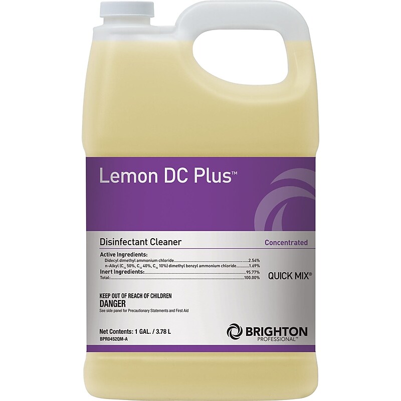 Brighton Professional™ Quick Mix® Lemon DC Plus™ Disinfectant Cleaner, Quick Mix, Lemon Scent, 1 Gallon, 2/CT (BPR29896-CC) image 1