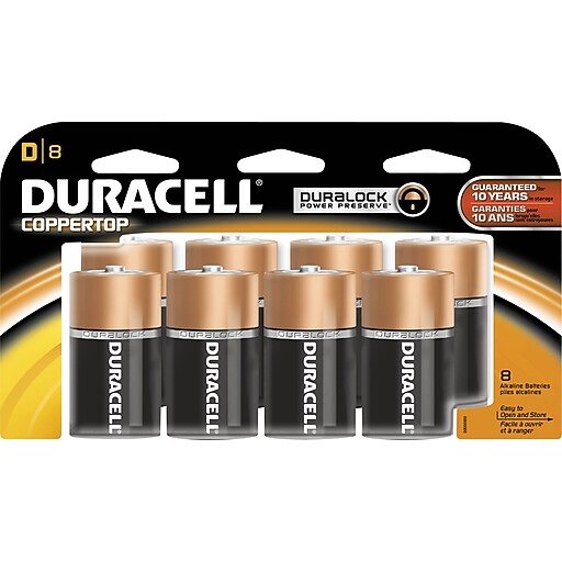 Duracell D Alkaline Batteries, 8/Pack Staples