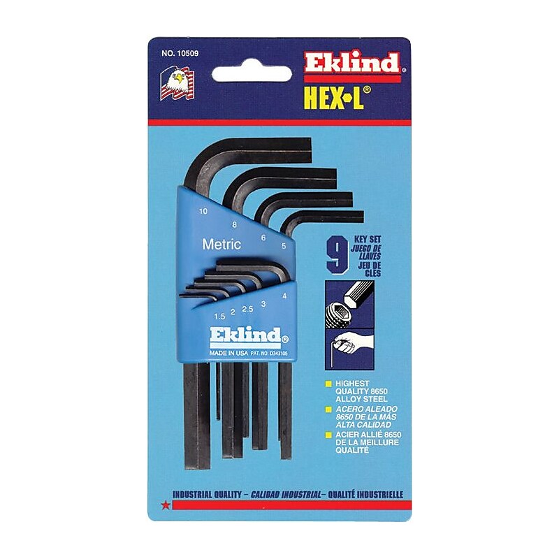Eklind® Hex-L® Key Sets, Long Arm Metric L-Wrench, 9 piece image 1