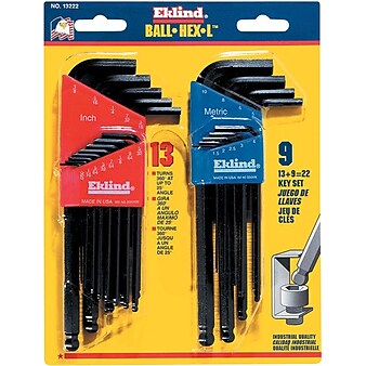 Eklind® Ball-Hex-L™ Key Set, L-Handle, Long, 22 piece