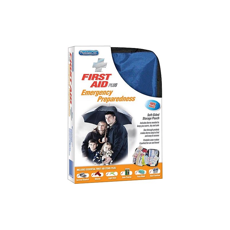PhysiciansCare Soft Sided First Aid Kit, Plus Emergency Preparedness Items, 105 Pieces (90168) image 1