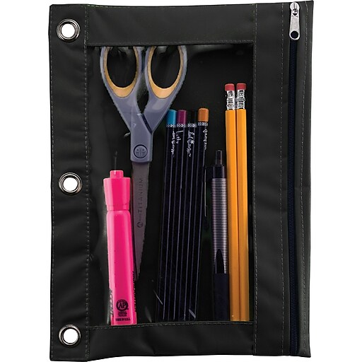Advantus Binder Pencil Pouch, Black/Clear, 10"(H) x 7 3/8"(W) at Staples