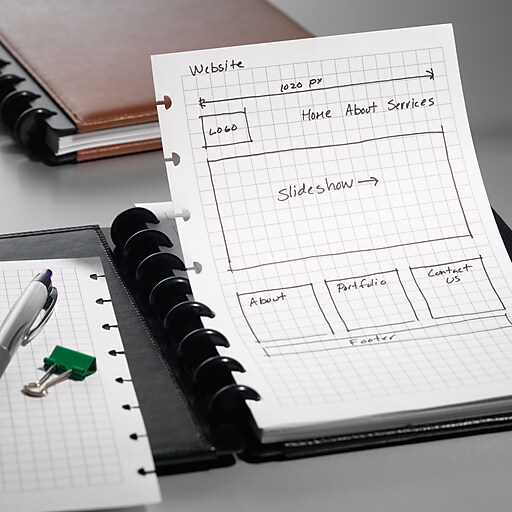 Staples® Arc System GraphRuled Premium Refill Paper, White, 51/2" x 8