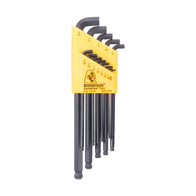 Bondhus® 9 Pieces Ball End Stubby Hex Key Set, 1.5-10 mm image 1