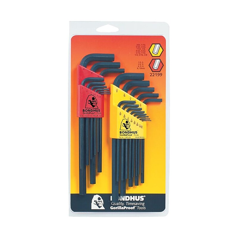 Bondhus Long Length Combination Hex Key Set, 0.05-3/8 Inches, 1.5-10 mm 22 Piece/Set (116-22199) image 1