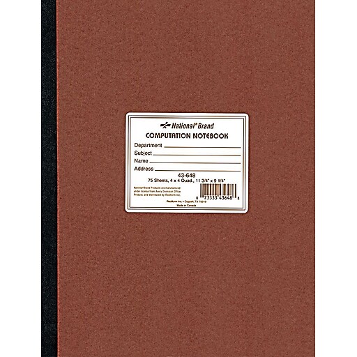 National® Brand Quad Ruled Computation & Lab Notebook, 91/4" x 113/4