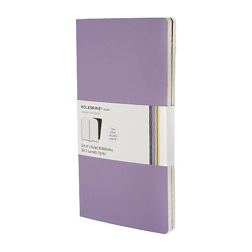 Moleskine Volant Notebook, Set of 2, Large, Ruled, Light Violet, Brilliant Violet, Soft Cover, 5
