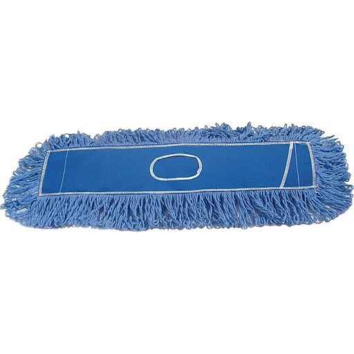 O'Dell® Dry LoopedEnd Dust Mop Pads, 48" x 5", Blue Staples