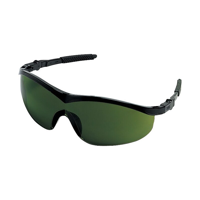 MCR Safety Storm® Lightweight Safety Glasses, Wrap-around Frame, Scratch Resistant, Ratchet Temples, Black Frame, Gray Lens image 1
