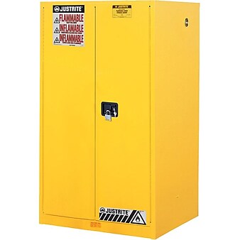 Justrite Safety Cabinets for Flammables, Yellow, 90 Gallon