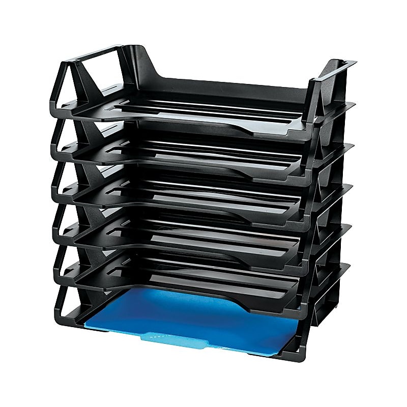 Officemate Plastic Side Loading Stackable Letter Tray, Letter Size, Black, 6/Pack (OIC26212) image 1