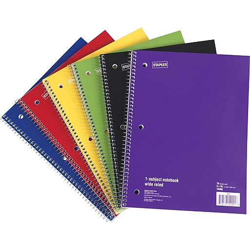 Staples® 1 Subject Notebook, 8" x 101/2", 6/Pack Staples