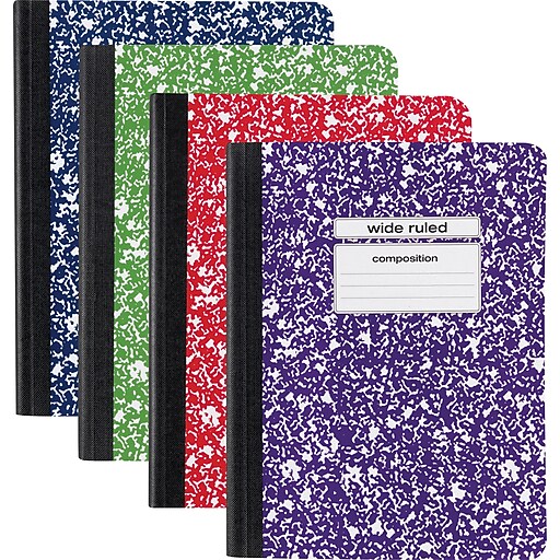 Staples Wide Rule Composition Book, Assorted Colors, 93/4" x 71/2", 48 pack Staples