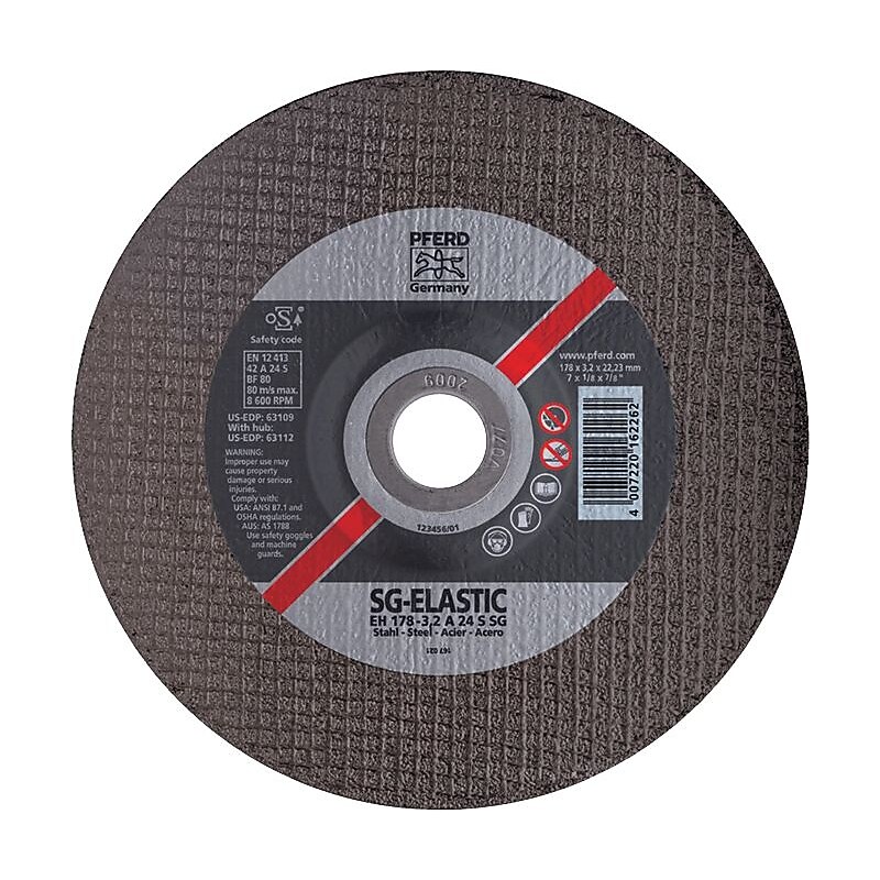 PFERD 4 1/2 in (OD) x 1/8 in (T) 27 Depressed Center AO Cut-Off Wheel, 46 (Medium), 7/8 in Arbor image 1
