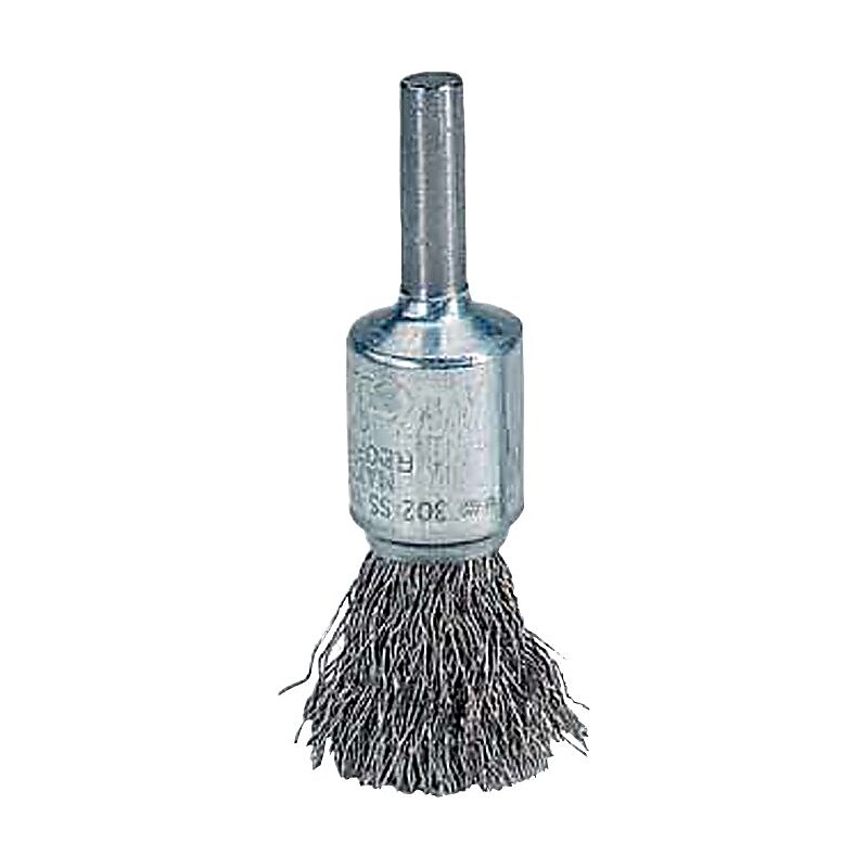 Weiler® 1/4 in Stem 0.014 in (Dia) x 1 in (L) CS Wire EBA-22 Crimped Solid End Brush, 1 in (Dia) image 1
