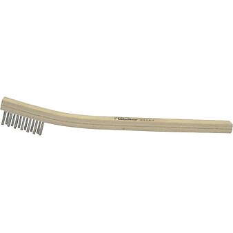 Weiler® Small Hand Scratch Brushes, 8 3/4" Block, Brass Bristles, Curved Handle