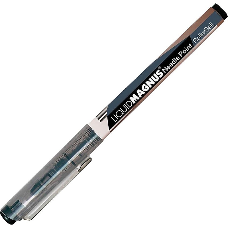 AbilityOne Skilcraft Metal Clip Rollerball Pen, Medium Point, 0.7mm, Black Ink / Black Barrel, 12/Pk image 1