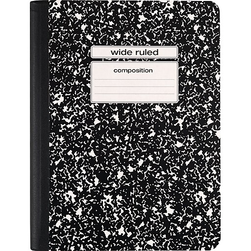 Staples® Composition Notebook, Wide Ruled, Black, 93/4" x 71/2" Staples