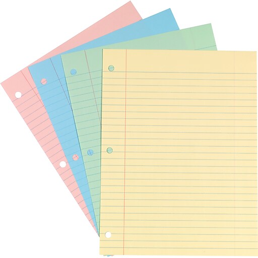 Staples Pastel Filler Paper, 8" x 101/2", 100 Sheets/Pack (41637