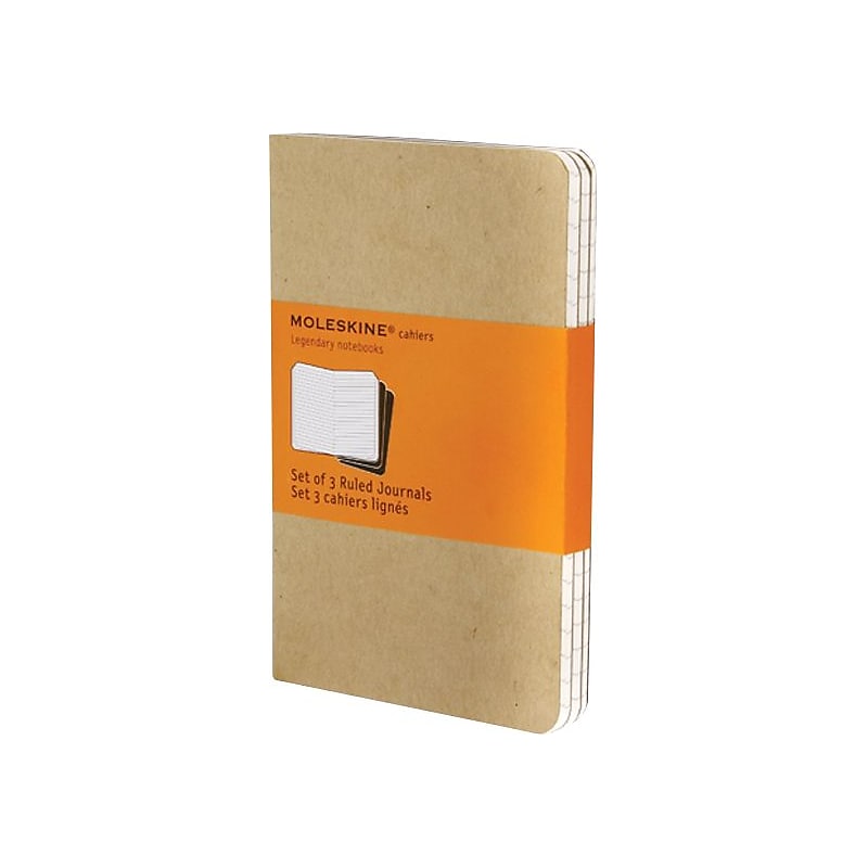 Moleskine Cahier Journal, 7.5" x 10", Wide Ruled, Kraft Brown, 120 Pages, 3/Pack (705045) image 1